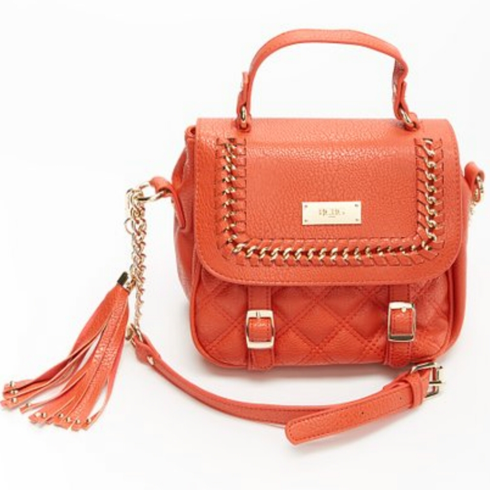 BCBG Paris Quilted Orange Tassel Crossbody Bag